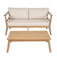Merax Acacia Wood Outdoor Loveseat & Coffee Table Set