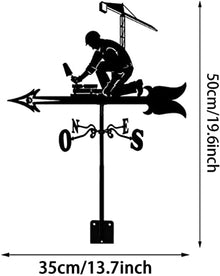 Architectural Style Wrought Iron Roof Weather Vane Garden Decoration Weathervane Wind Direction Indicator Kit Outdoor Yard Lawn Metal Bracket Wind Vane (Style 3) (Style 2)