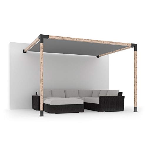 TOJAGRID Wall Mount Pergola Kit with Shade Sail for 4x4 Wood Posts 12x12 Black