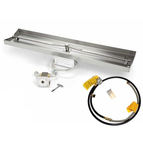 HPC Fire Match Light Gas Fire Pit Kit, 37x8-Inch Pan 36-Inch Burner, Propane (LP) for Small Tank (TOR-MLFPK37X8-L-FLEX-LP-ST)