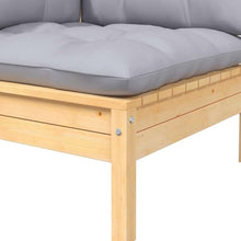 Molumvel 2-Seater Garden Sofa Set, Modular Outdoor Patio Loveseat with Gray Cushions, Solid Pine Wood Frame, 2-Piece Corner Seat Configuration for Backyard, Balcony, and Terrace