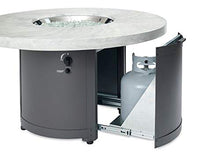 Outdoor GreatRoom Co Propane Fire Pit Table - Beacon Gas Fire Pits for Outside Patio - 48 Inch Round Concrete Firepit Fire Table with Matching Tabletop Cover, Powder-Coated Metal Base - White/Grey