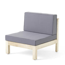 Benzara Nony Outdoor Loveseat, Detachable Acacia Wood Chairs Gray and Natural Brown