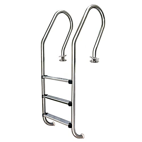 Stainless Steel Pool Ladder Swimming Pool Safety Railing for 1-1.4m Pool Ergonomics Curve Design 250lbs Load Capacity/Silver / 158x58x50cm (Silver 158x58x50cm)