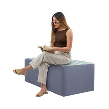 FDP 24" x 48" Rectangle Oversized Outdoor Ottoman Featuring Sunbrella Two-Tone - Weather-Resistant, Fade-Resistant, Assembled Patio Furniture for Backyard, Poolside Seating, 18" H - Mist/Haze