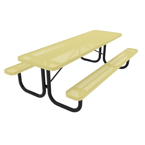 COATEDOUTDOORFURNITURE 8Ft Rect Picnic Table, Punched, Textured Sandstone