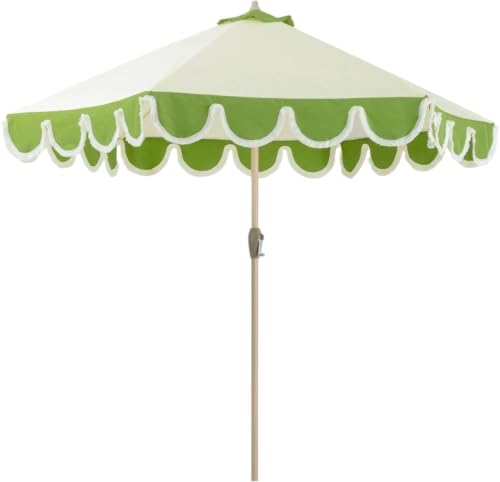 IRTGFHJE Patio Umbrella Scalloped Fringe Patio Umbrella