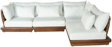 Meridian Furniture 111White-Sec4B Mirella Collection Modern | Contemporary Outdoor Patio L-Shaped 4pc. Modular Sectional with Solid Teak Frame, Water Resistant Fabric, 113" W x 75" D x 27" H, White
