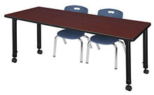 Regency Kee Height Adjustable Classroom Table Set with 12" Andy Chairs Mahogany/Navy
