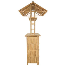 FMPGJLYH Outdoor Bamboo Bar Table with Roof, Sturdy Garden Patio Bar Furniture with Storage Shelves, 45.28 x 37.40 x 84.25 in