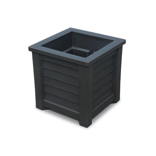 WOAITIANTIAN Flower Pots Plant Pots Square Solid Flower with Drainage Plastic Imitation Wood Look Succulent Cultivation(Black)