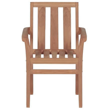 LASWWQMRF 8 Pcs Stackable Solid Teak Patio Dining Chairs with Cushions