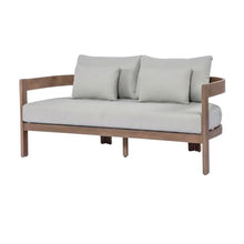 Outdoor Escape Brown Fabric Upholstered Outdoor Loveseat, 65-Inch Contemporary Patio Furniture, Cushioned Seating, Sturdy Frame, Weather-Resistant Design
