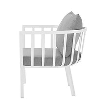 Lounge Sectional Sofa Chair Set, Aluminum, Metal, White Grey Gray, Modern, Outdoor Patio Cafe Bistro