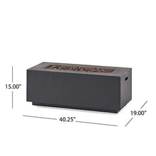 Christopher Knight Home Aidan Outdoor 40,000 BTU Rectangular Fire Pit (No Tank Holder) - Lightweight Concrete - Dark Gray