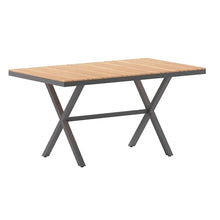 Flash Furniture Commercial 59x35.5 in Metal Dining Table, Natural/Gray