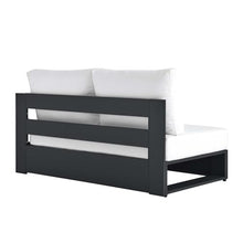Modway Tahoe Aluminum Modular Right-Facing Outdoor Patio Loveseat in Gray White with Weather-Resistant Cushions, Couch for Garden Backyard, Poolside