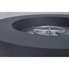 Elementi 42 Inch Modern Concrete Circular Natural Gas Lunar Bowl Fire Pit with Auto Ignition, Clean Flame, 10'' Hose, Lava Rocks, & Canvas Cover, Grey (OFG101DG-NG)