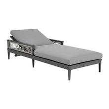 Benzara 83 Inch Outdoor Adjustable Chaise Lounger Aluminum Gray Woven Rope Grey