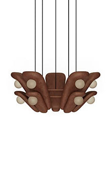 Generic Handmade Ceramic Pendant Light Double-Shaped Petals Red Clay