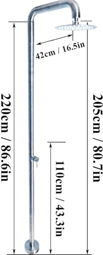 MKLFBY Outdoor Shower, Free-Standing Brushed Stainless Steel 304 Rainfall Outdoor Shower Column Outdoor Shower Fixture System for Poolside Backyard Beach (Big Nozzle)