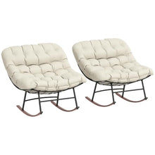 Outsunny Outdoor Rocking Chair Set of 2 Oversized with Cushions Beige