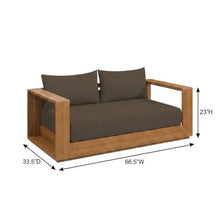 Outdoor Escape Acacia Wood Outdoor Loveseat with Slatted Backrest, Patio Couch Outdoor Sofa for Porch Balcony or Garden Seating, Natural Cocoa