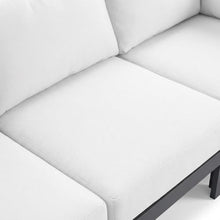 Outdoor Escape White Fabric Outdoor Patio Modular Sectional, Contemporary Style, Comfortable Back and Seat Heights, Spacious 150W X 90D Inches