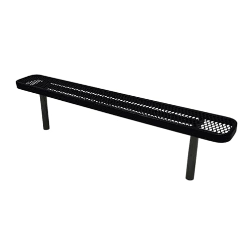 COATEDOUTDOORFURNITURE Bench, Black, Expanded, 6Ft, No Back, Inground