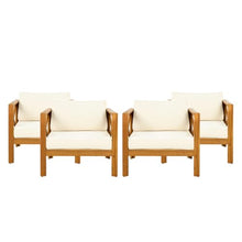Hassyee Patio Bistro Set with Coffee Table for Living Room, Dining Room, Outdoor Wood Armchairs and Table Set with Removable Cushions for Balcony, Poolside, Garden, Lawn (Beige 2 Chairs)
