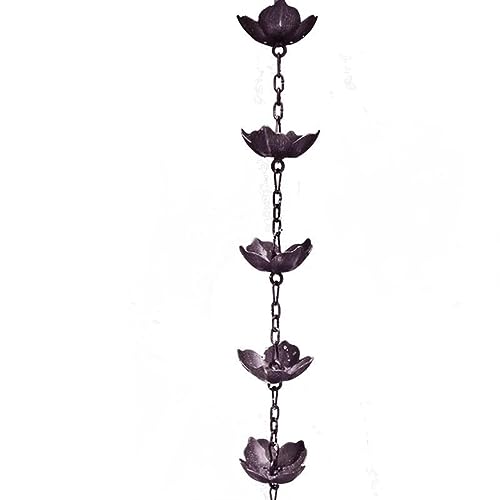 ntumLeap Rain Chain,Iron Rain Chains Rain Chain for Gutters, Rain Catcher for Downspout,Thick Metal Cups Garden Decorative,Brass-2.6m/8.5ft