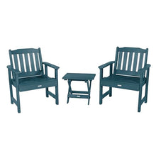 highwood Lehigh (2) Garden Chairs with Folding Side Table, Nantucket Blue