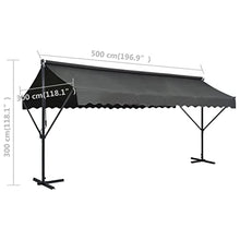 FMPGJLYH Free Standing Awning 197 x 118 Inches, Anthracite Powder-Coated Steel Frame Retractable Shade Canopy for Garden Patio Backyard Deck