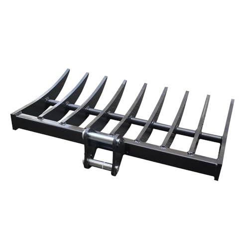 Wallemac Land Clearing Root Rake 36" for Bobcat Mini Excavator Dark Grey