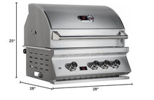 Bonfire CBB3-NG Natural Gas Grill, Drop-In Outdoor BBQ Grill for Built-In Kitchen, With Infrared Burner and Rotisserie Kit, 304 Stainless Steel