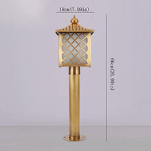 KADELONG Simplicity Glass Shade Yard Lamps E27 Brass Brushed Lawn Lights Garden House Outdoor Path Lights Landscape Deck Patio Porch External Floor Mount Lighting Fixture H26.00in,Chandelier Lighting