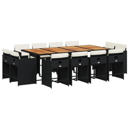 AMBERARD Patio Dining Set Set of 12 Black Furniture Set
