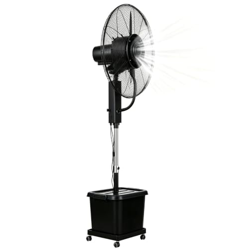 MARIYCH Misting Fan High Velocity Industrial with 42L Water Tank, Commercial Cooling Fan, Ajustable Mist Value, 90° Oscillation & 3 Speed Setting,25.6in