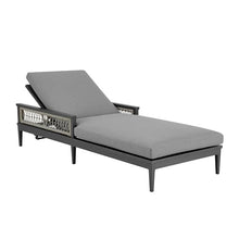 Benzara 83 Inch Outdoor Adjustable Chaise Lounger Aluminum Gray Woven Rope Grey
