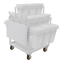 WANLECY Flower Cart Display, 3 Layers Flower Bar Stand with 18 Buckets and Worktable Flower Display Stand for Balcony Garden Florist Shop (White)