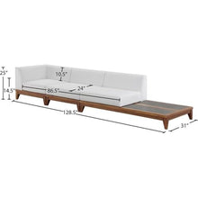 Meridian Furniture 389White-S128 Rio Collection Modern | Contemporary Outdoor Patio Off White Resilient Water Resisting Fabric Modular Sofa with Durable Acacia Wood Frame