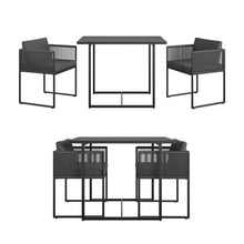 SOEBOJ Bar Table and Chair Set, Modern Outdoor Nesting Small Dining Table and Chair Set, Metal Patio Furniture, 3-Piece Table and Chair Set with Cushions, Tempered Glass Tabletop