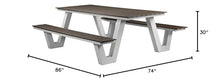 Pangea Home Lukas Picnic Table, White Frame and Teak Polyresin