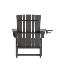 Flash Furniture Halifax Adirondack Chairs with Cup Holders, Weather Resistant Poly Resin Adirondack Chairs, Set of 4, Gray