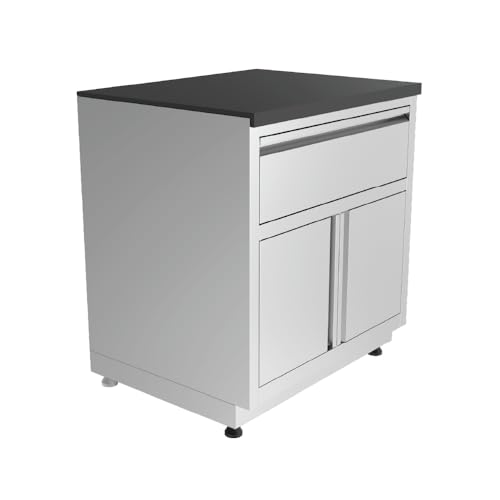 GRILLA Outdoor Kitchen Cabinet 31.5" with 2 Built-in Drawers, Stainless Steel, Modular, For Outdoor Grilling, Outdoor Kitchen, and Storage