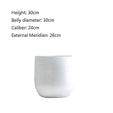 XUNTING Indoor Planters Ceramic Flower Pot Plant Container, White Line Decorative Flower Pot with Drainage Hole, Round Modern Flower Pot Succulent Plant Pot for Plants, Flowers Succulent pots(30cm)