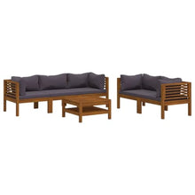 Molumvel Modular Outdoor Lounge Set with Coffee Table, Dark Grey Acacia Wood Garden Furniture for Patio, Balcony and Backyard, Seats Up to 6 People