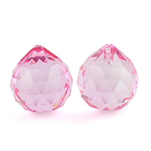Faceted Ball Crystal Mixed Colors Prism Pendant Prism Ball For Parts X-mas Glass Size - (Color: Pink/Size: 20mm 260pcs)