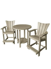Phat Tommy Adirondack Bar Set - Outdoor Bar Set - Tall Bistro Table and Chairs, Set of 2 - Poly Furniture, High Top Seating for Decks and Balconies - HDPE Outdoor Furniture, Weatherwood