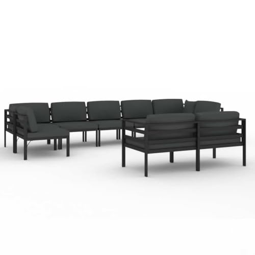 KDACVBMG 9 Piece Patio Lounge Set with Cushions Aluminum Anthracite